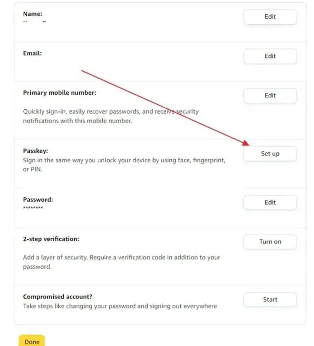 set up passkey amazon