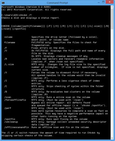 command line check disk