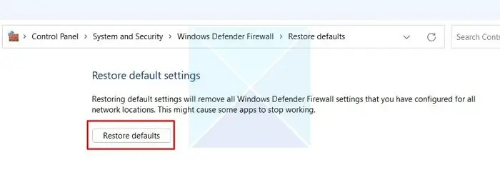 Confirm Firewall Restoration