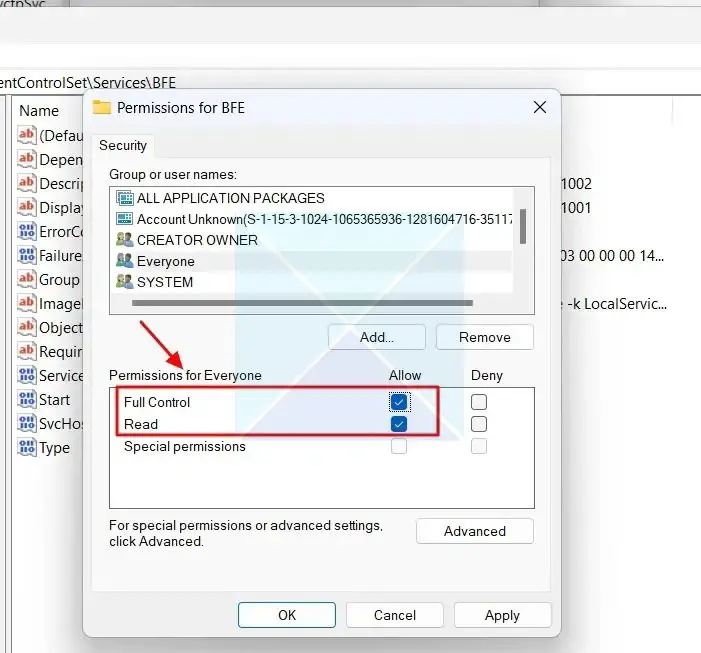 Give Full Control Permission in Registry