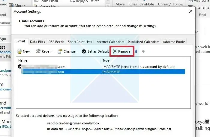 Outlook Remove Profile