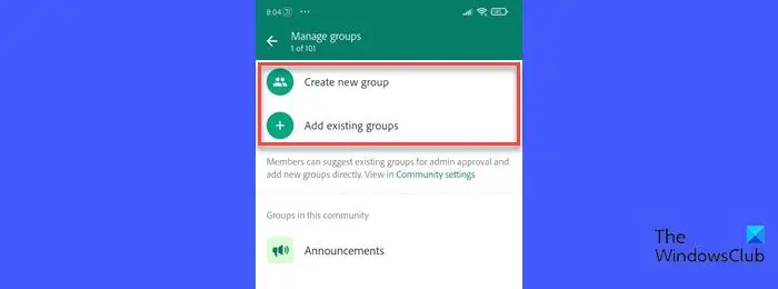 Manage groups in community