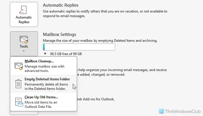 Outlook Delete button grayed out