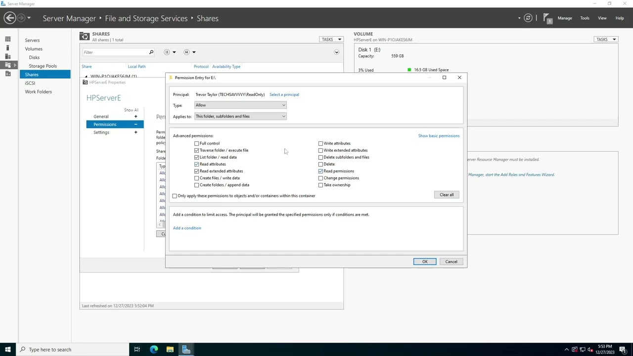 setup file share windows server 2022