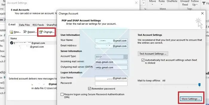 Shared Mailbox Outlook Account Settings