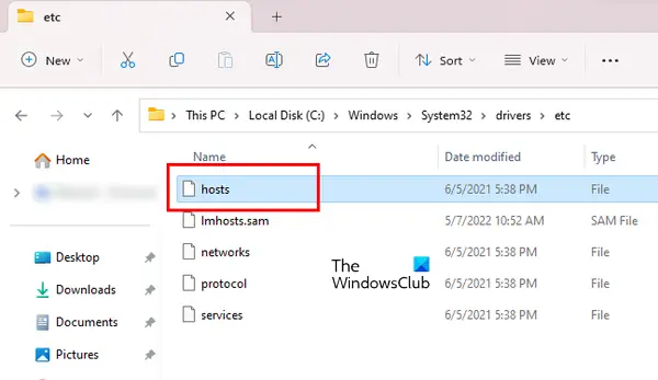 Hosts file location