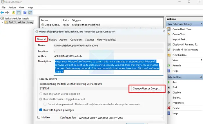 Change User Group Task Scheduler