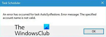 Task Scheduler An error has occurred for the task