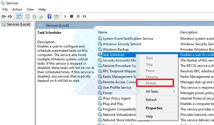 Restart Task Scheduler
