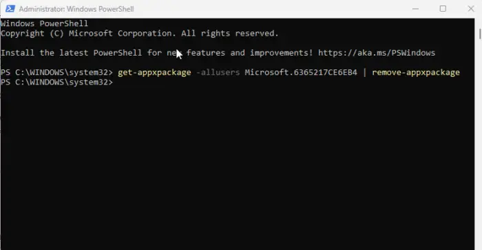 Uninstall using Powershell