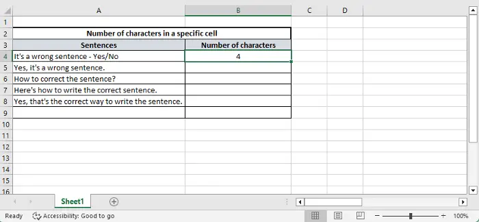 Count characters in Excel