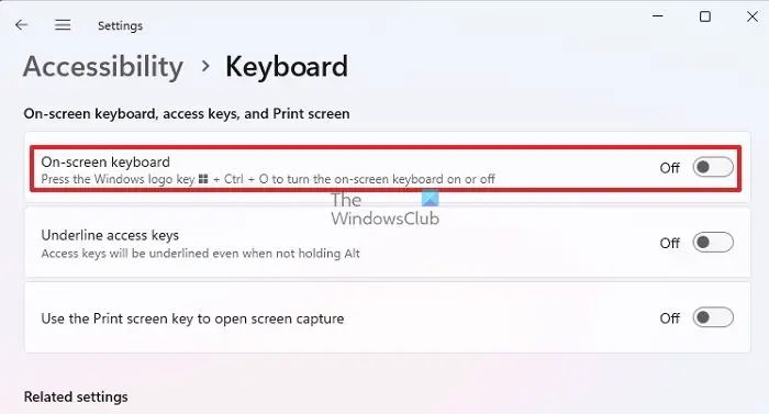 Turn off On Screen Keyboard