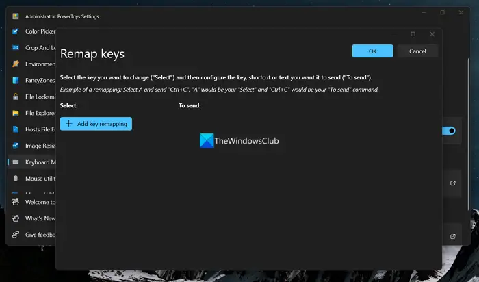 add key remapping on powertoys