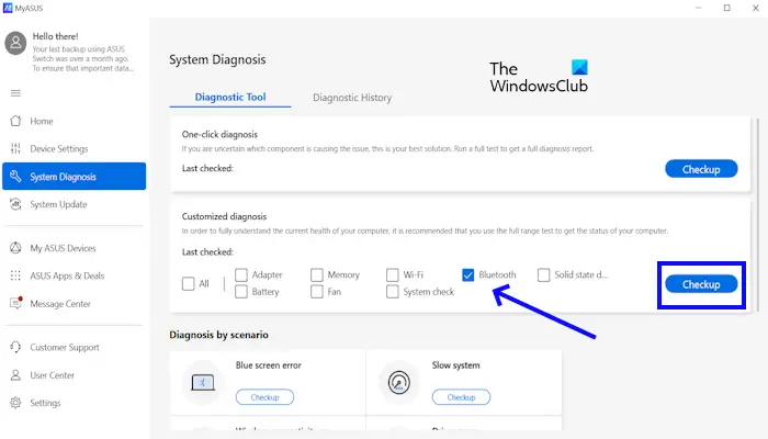 Run Bluetooth Diagnosis via MyASUS