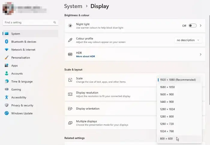 Change Display Resolution Windows