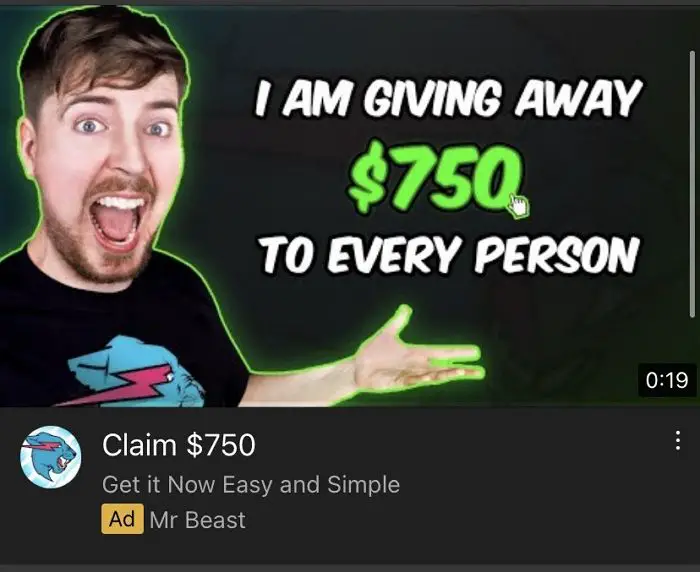 Fake ads MrBeast