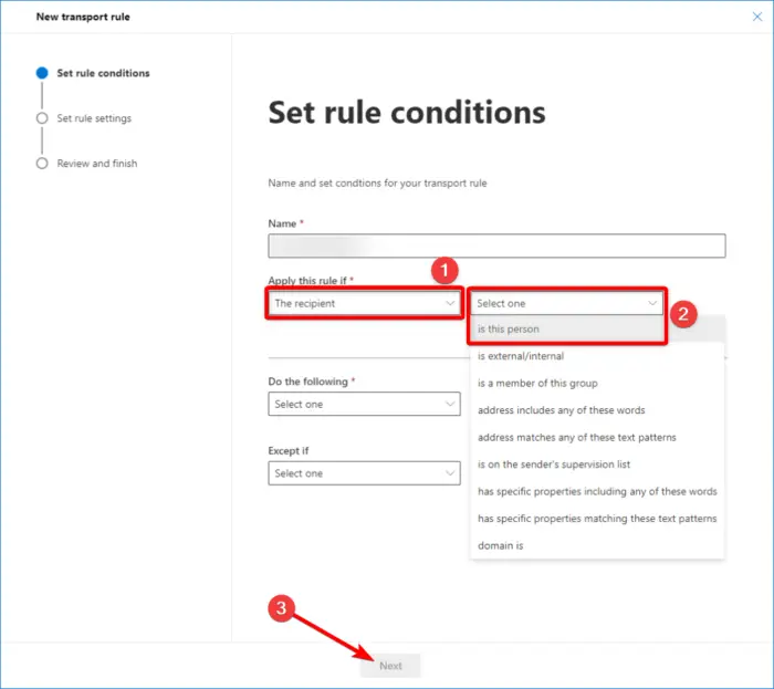 Mail-flow-rule-configuration