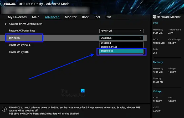 Enable ErP Mode in ASUS BIOS