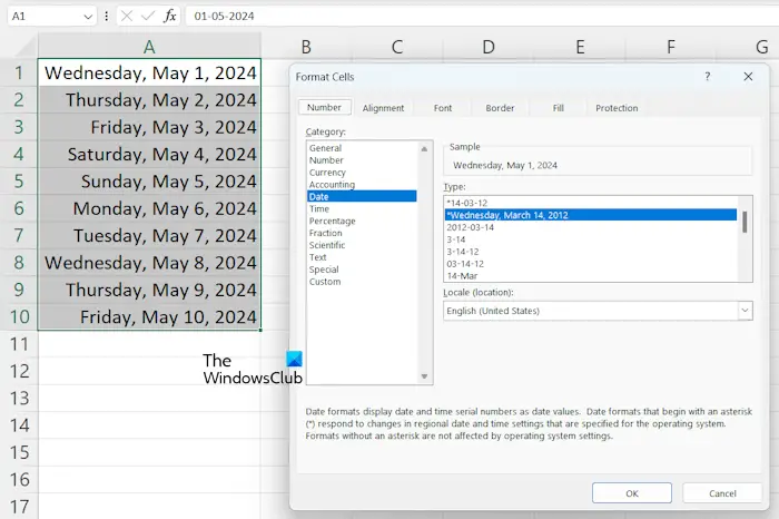 Change date format in Exel