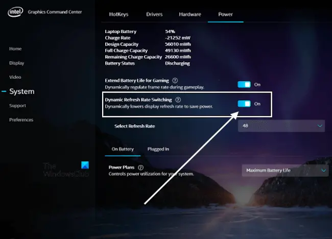 Disable the Dynamic Display Rate Switching