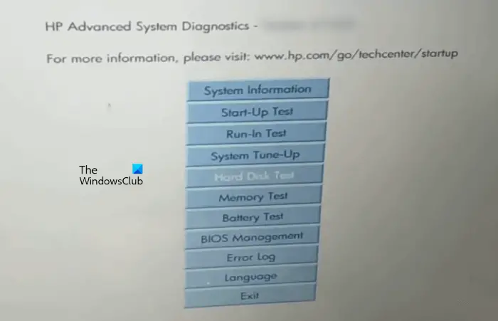 HP Hard Disk Drive Self Test