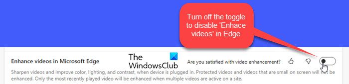 Disable Video Quality Enhancer in Microsoft Edge