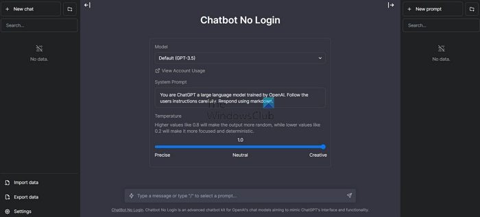 Chatbot No Login