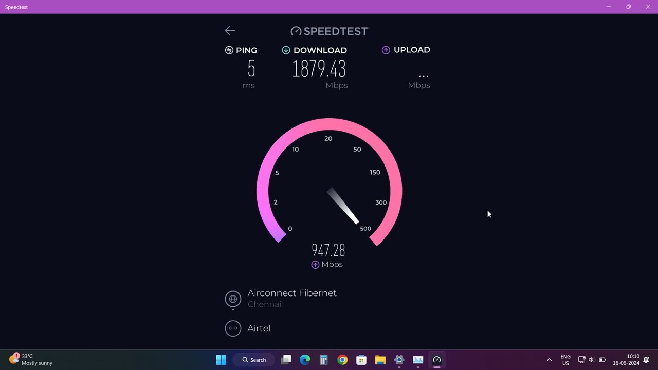 Airtel Fiber 1Gbps Plan Speedtest on 2.5G LAN using IPV4+IPV6 Combined ...