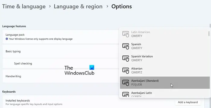 Adding a Keyboard Layout