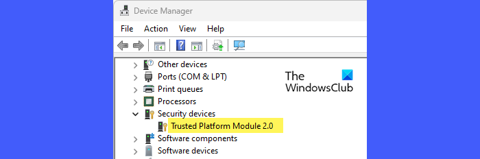 TPM version in Device Manager