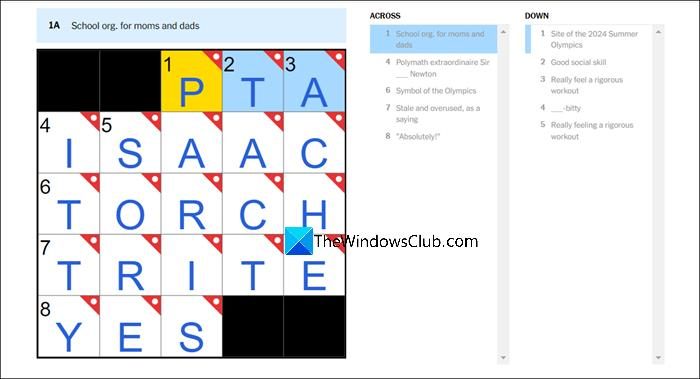 solved nyt mini crossword