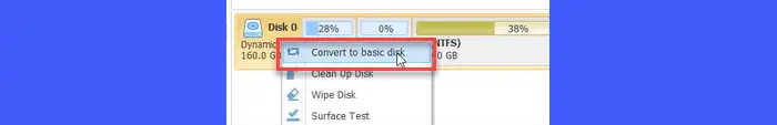 Convert to basic disk option in NIUBI software